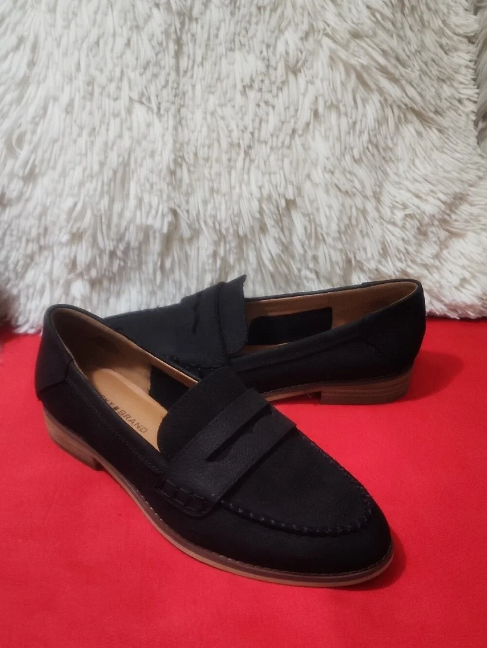 Lucky BrandEryka Black Penny Loafers with Tan Trim